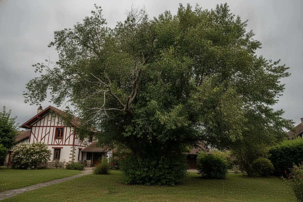 Même arbre au houppier éclairci après taille douce à Bayonne, silhouette conservée
