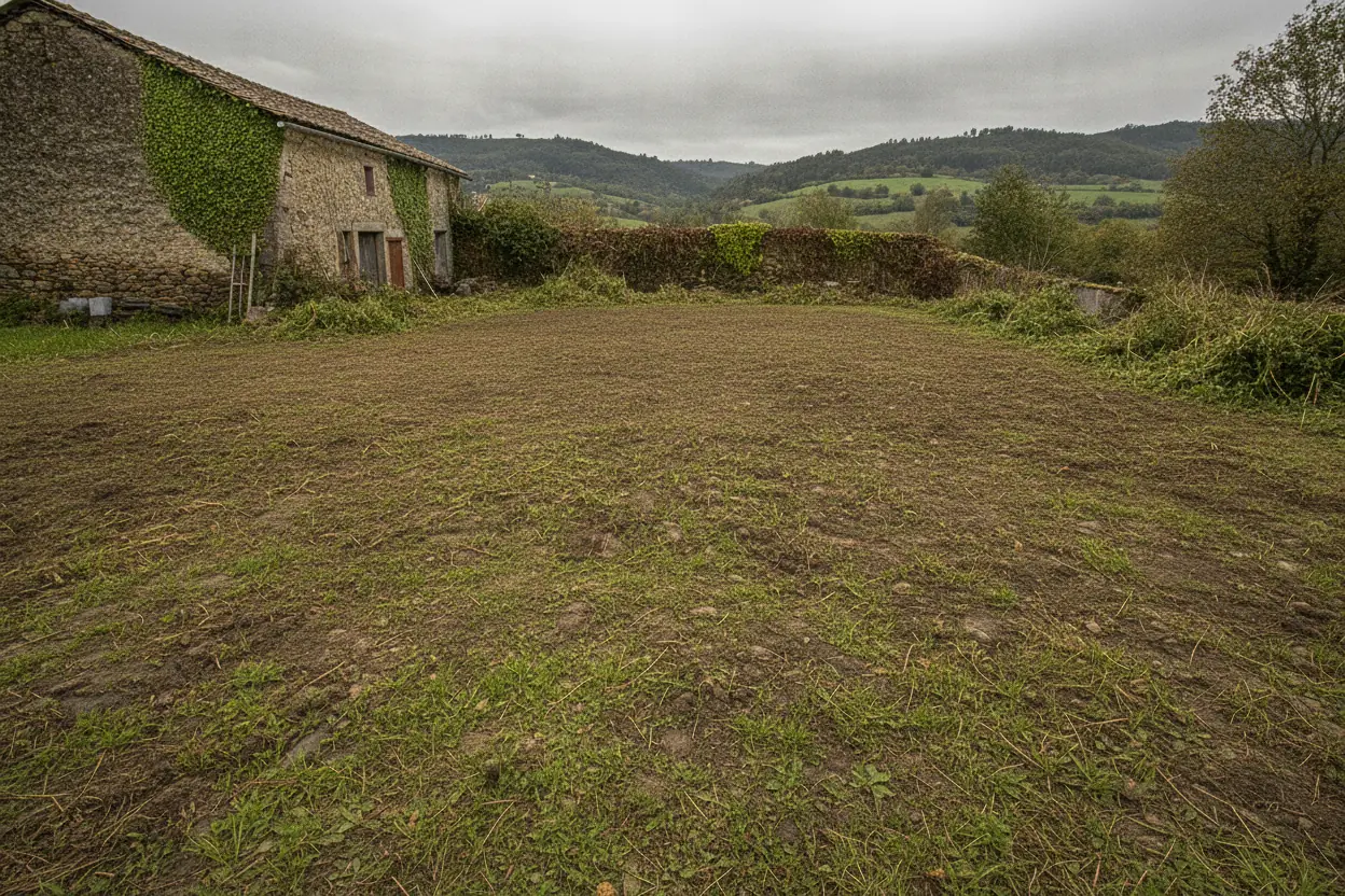 Terrain entièrement débarrassé et ratissé après enlèvement des déchets verts près de Bayonne