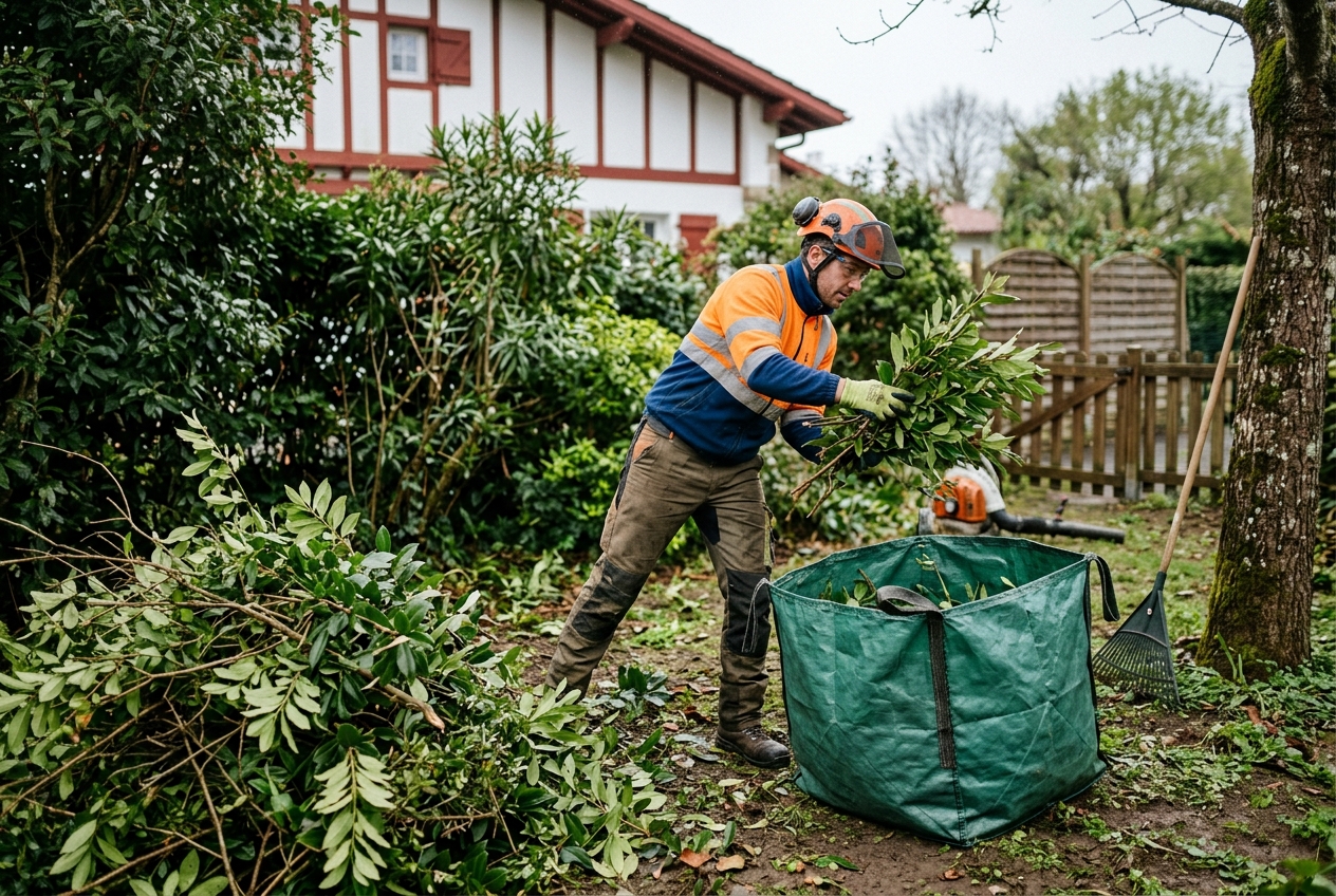 Broyage et évacuation de déchets verts après élagage